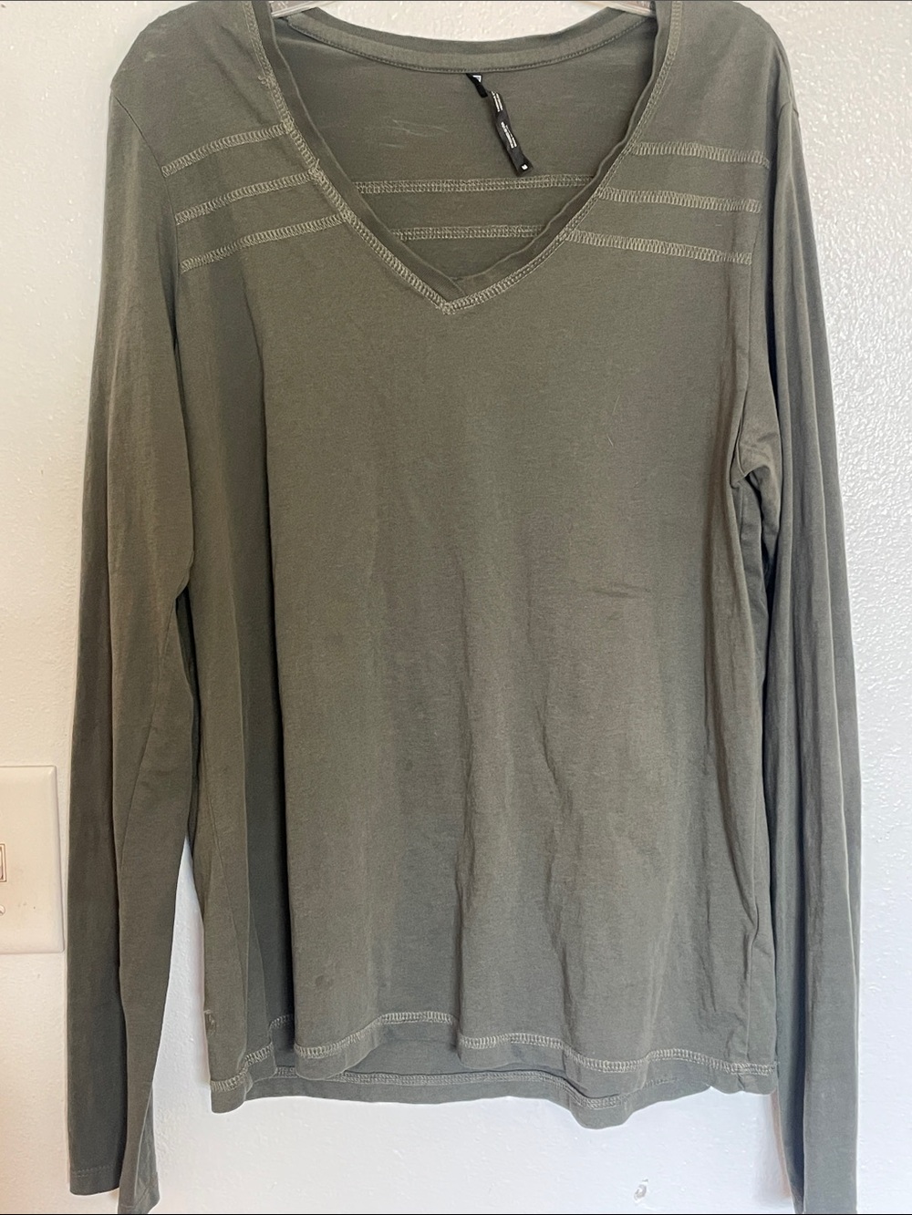Kuhl Olive V-Neck Long Sleeve Top
